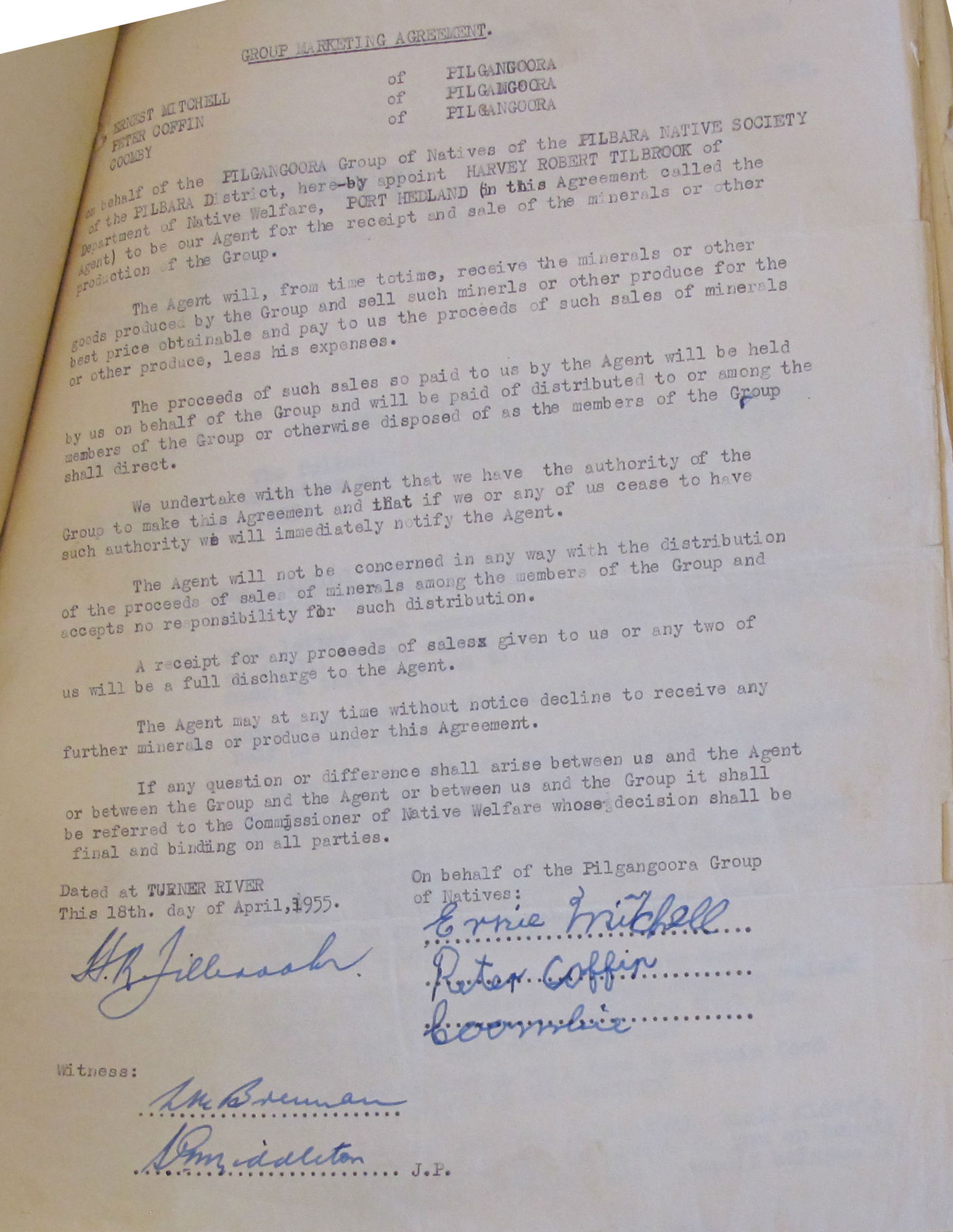 Pilbara Native Society Group Marketing Agreement