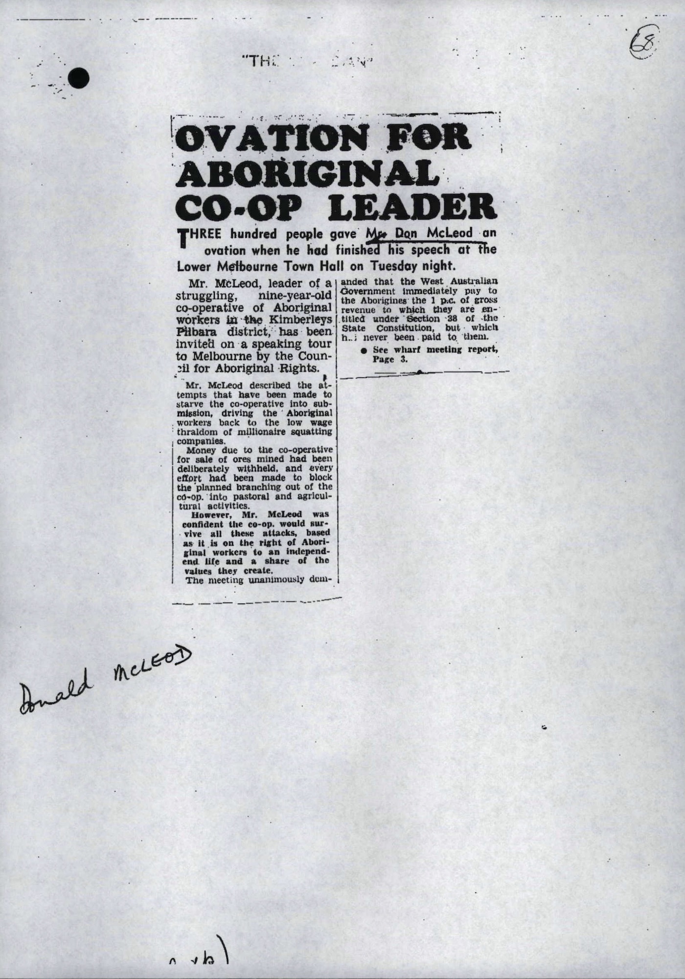 Ovation for Aboriginal Co-op Leader