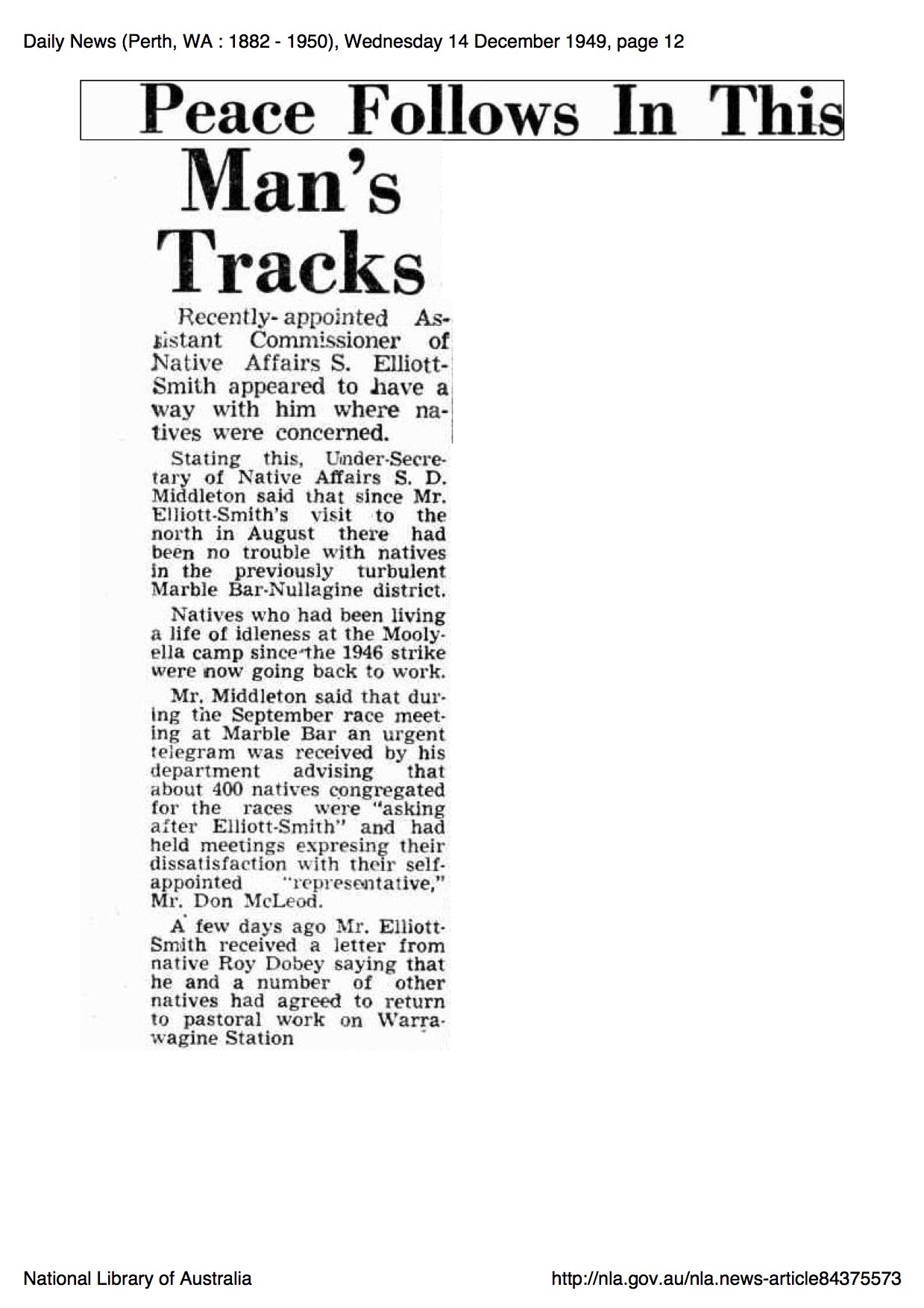 Peace Follows in This Man's Tracks newspaper article Peace Follows in This Man's Tracks newspaper article