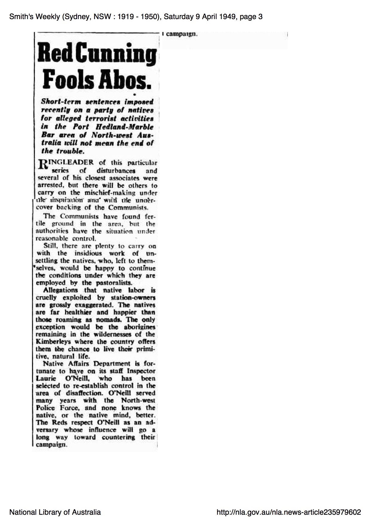 Red Cunning Fools Abos newspaper article