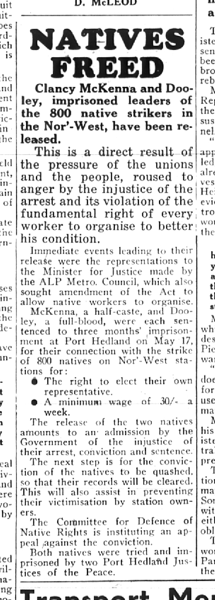 Workers’ Star, 28 June 1946, p. 1, ‘Natives Freed’